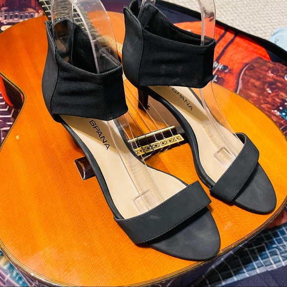 🎵Black Moda Spana Zip Back Stretch Ankle Heels! - Picture 11 of 11